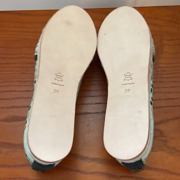 Cobra Society Women's Espadrille Flats - Black/Mint Green Cut Leather 39(8) - Picture 6 of 7